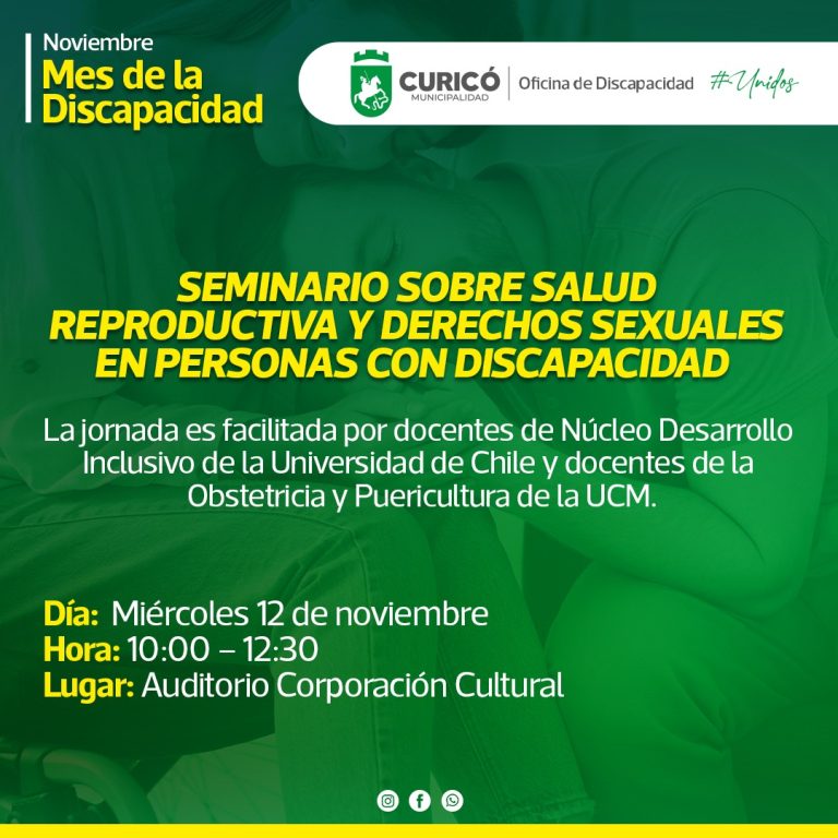 Curicó prepara seminario Salud reproductiva y derechos sexuales en personas con discapacidad
